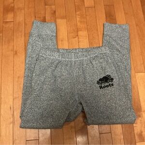 Women’s Roots Size Small Salt and Pepper Grey Joggers with Zippered Pockets